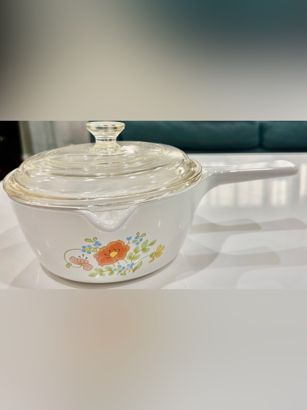 Vintage Corning Ware P-81-B Wildflower 2.5 Cups Saucepan w/Glass Lid Retro-1970